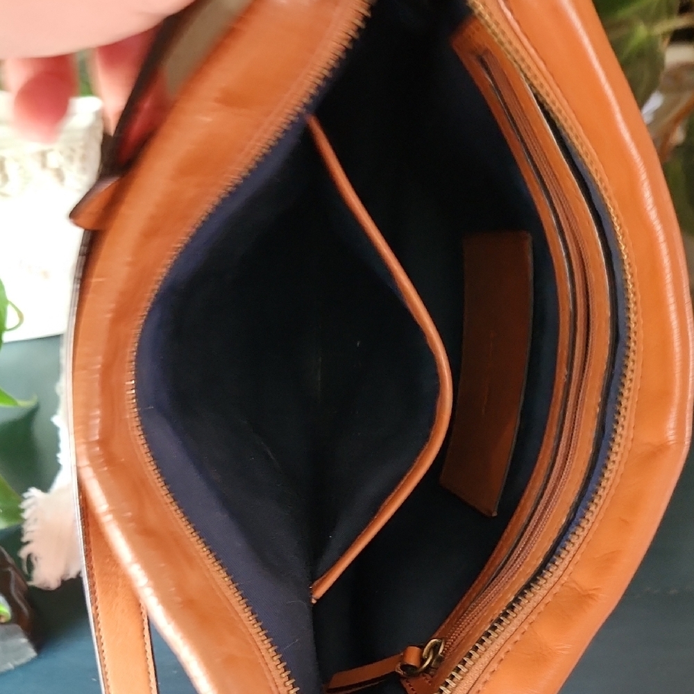 LOW START Cole Haan Saddle Crossbody Bag in Tan Brown with Tassel - Picture 12 of 15